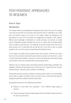 Post-PosItIVIst APPRoACHes to ReseARCH