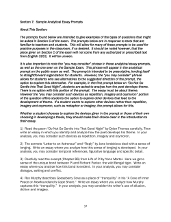 Section 7: Sample Analytical Essay Prompts About This Section: The