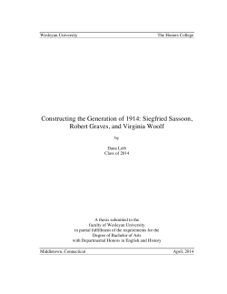 Constructing the Generation of 1914: Siegfried Sassoon, Robert