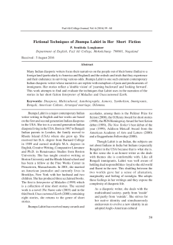 Fictional Techniques of Jhumpa Lahiri in Her Short