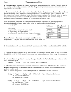 Additional thermochemistry notes