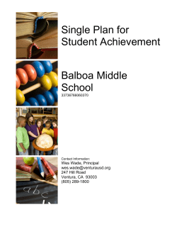 Single Plan for Student Achievement Balboa Middle School
