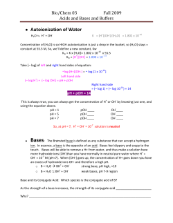 Autoionization of Water