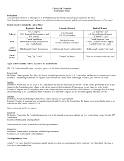 Federal System Questions and Notes
