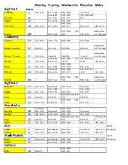 Monday Tuesday Wednesday Thursday Friday Algebra 1 Geometry