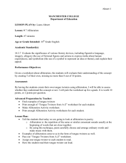 MANCHESTER COLLEGE Department of Education LESSON