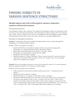 FINDING SUBJECTS IN VARIOUS SENTENCE STRUCTURES