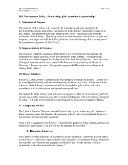 Development Policy : Fundraising, gifts