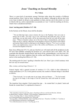 Jesus` Teaching on Sexual Morality