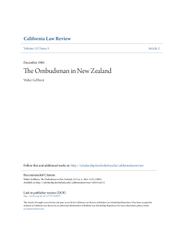 The Ombudsman in New Zealand - Berkeley Law Scholarship