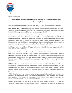 Luxury Homes in High Demand as Sales Increase in Canada`s