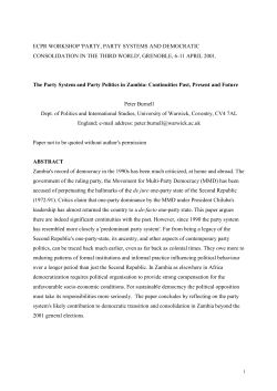 The Party System and Party Politics in Zambia: Continuities Past