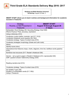 3rd Grade ELA Pacing Guide and Standards Delivery Map 2016-17