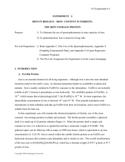 151-Experiment 4-1 EXPERIMENT 4 IRON IN BIOLOGY: IRON
