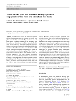 Effects of host plant and maternal feeding experience on