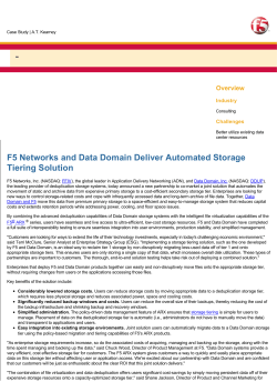 F5 Networks and Data Domain Deliver Automated Storage Tiering
