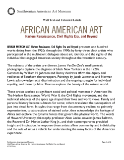 AFRICAN AMERICAN ART: Harlem Renaissance, Civil Rights Era