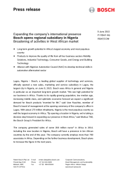 Press release - Bosch in Nigeria