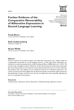 Further Evidence of the Comparative Memorability of Alliterative