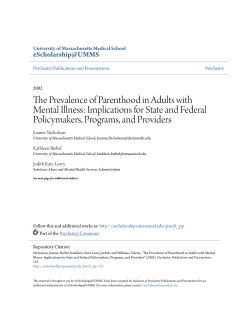 The Prevalence of Parenthood in Adults with Mental Illness