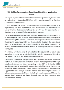 RUSSIA Agreement on Cessation of Hostilities Monitoring Report 1
