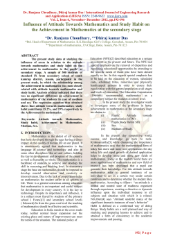 Influence of Attitude Towards Mathematics and Study Habit