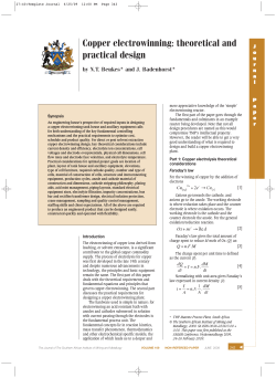 Copper electrowinning: theoretical and practical design