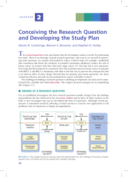 Conceiving the Research Question and Developing the Study Plan