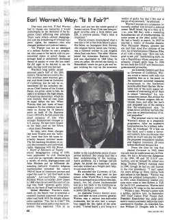 Earl Warren`s Way: Is It Fair?"