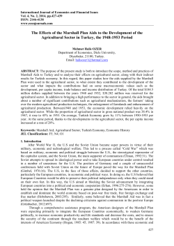 The Effects of the Marshall Plan Aids to the Development of the