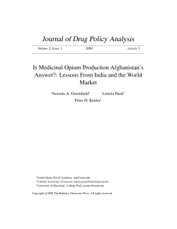 Journal of Drug Policy Analysis - School of Public Policy