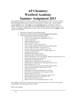 AP Chemistry - Westford Academy