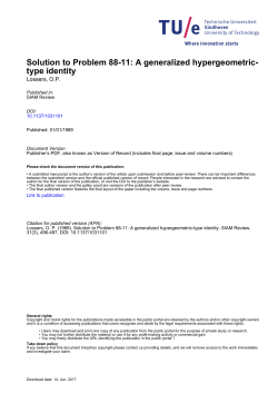 Solution to Problem 88-11: A generalized hypergeometric