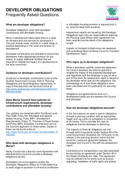 DEVELOPER OBLIGATIONS Frequently Asked