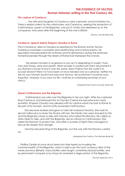 THE EVIDENCE OF TACITUS: Roman historian writing in the First