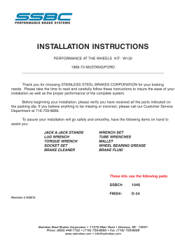 Instruction Manual - Stainless Steel Brakes Corporation