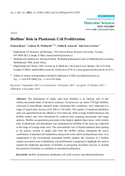 Biofilms` Role in Planktonic Cell Proliferation