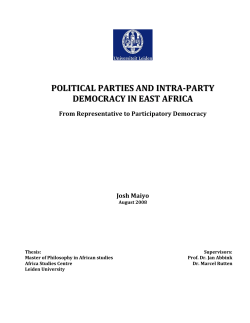 Political Parties and Intra-Party Democracy in East Africa: