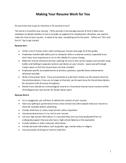 Making Your Resume Work for You - Graduate School of Public and