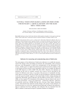 natural vegetation based landscape indicators for hungary i.