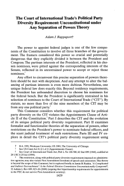 The Court of International Trade`s Political Party Diversity Requirement