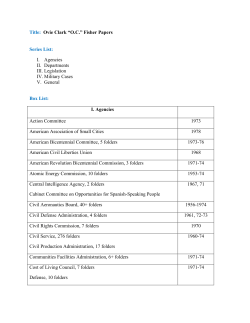 Title: Ovie Clark &ldquo;O.C.&rdquo; Fisher Papers Series List: I. Agencies II