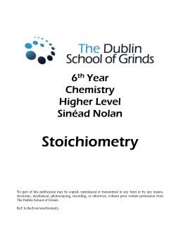 Stoichiometry - The Dublin School of Grinds