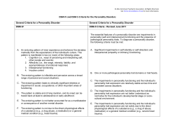 DSM-IV and DSM-5 Criteria for the Personality Disorders