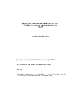 PROPAGANDA, PUBLICITY AND POLITICAL VIOLENCE: ThE