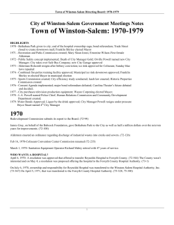 Town of Winston-Salem: 1970-1979 - City of Winston