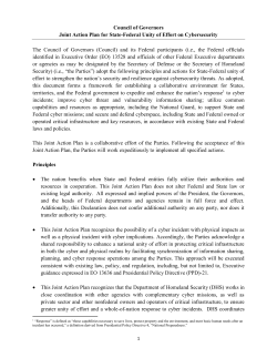 The Joint Action Plan for State-Federal Unity of Effort on Cybersecurity