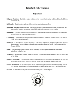 Interfaith Ally Training: Religious Literacy Handout