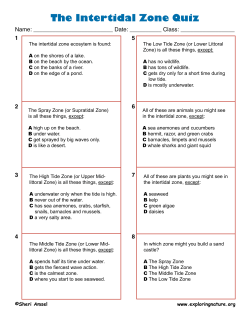 The Intertidal Zone Quiz