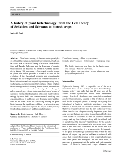 A history of plant biotechnology: from the Cell Theory of Schleiden